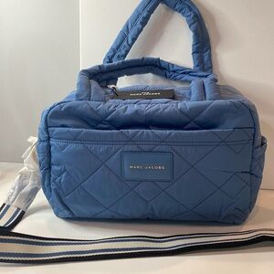 Marc Jacobs Small Weekender Quilted Nylon Duffle Travel Bag Blue Heaven NWT